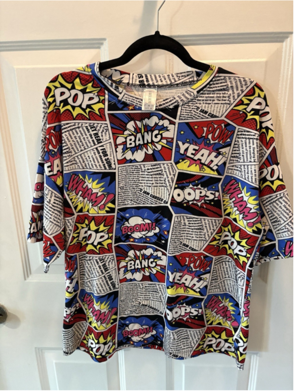 “I Believe” Colorful Comic Book Pop Art Graphic Newspaper Shirt M 1049